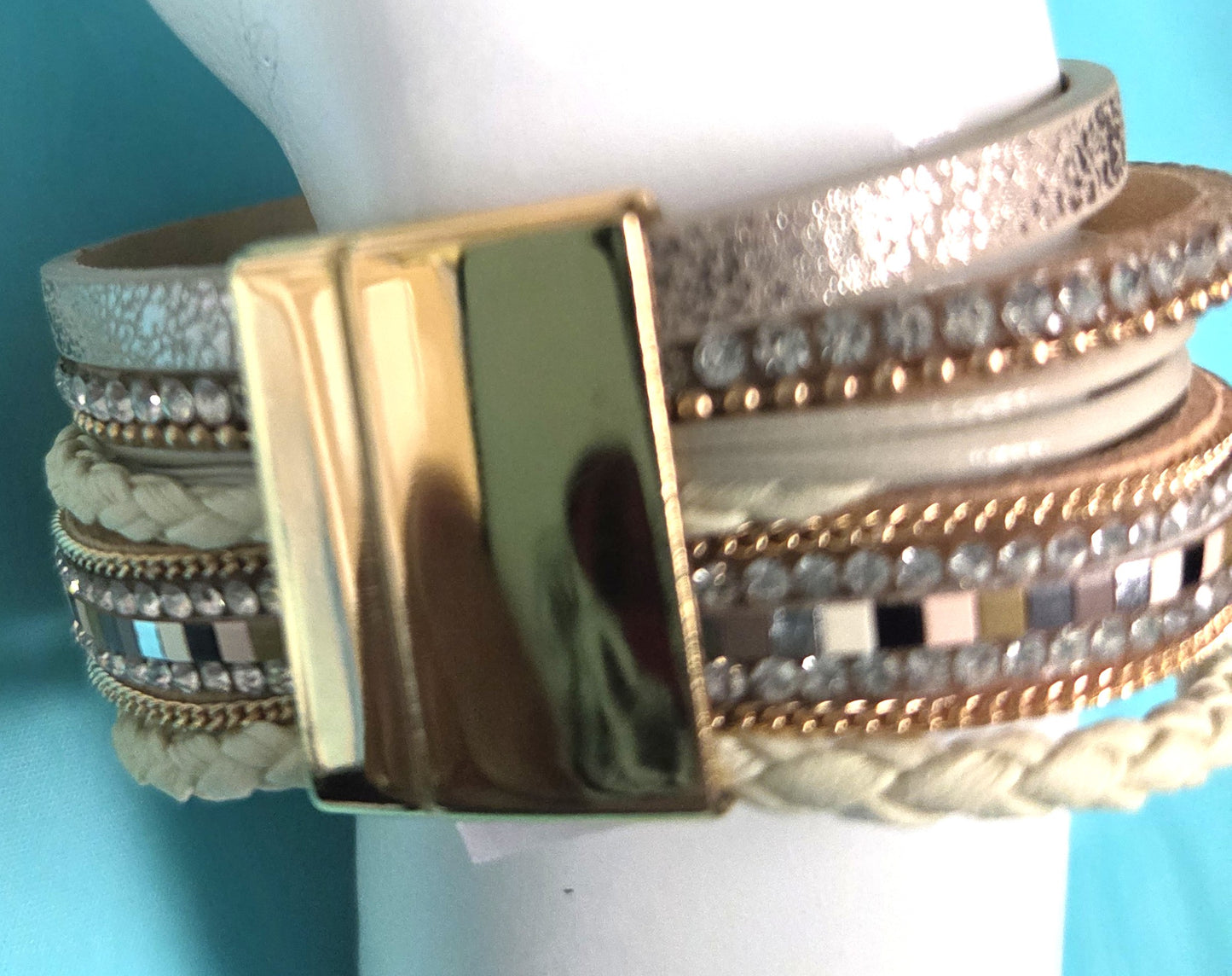 Multi Strand Boho Bracelet Khaki/Cream/Tan Tones