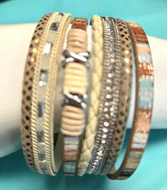 Multi Strand Boho Bracelet Beige