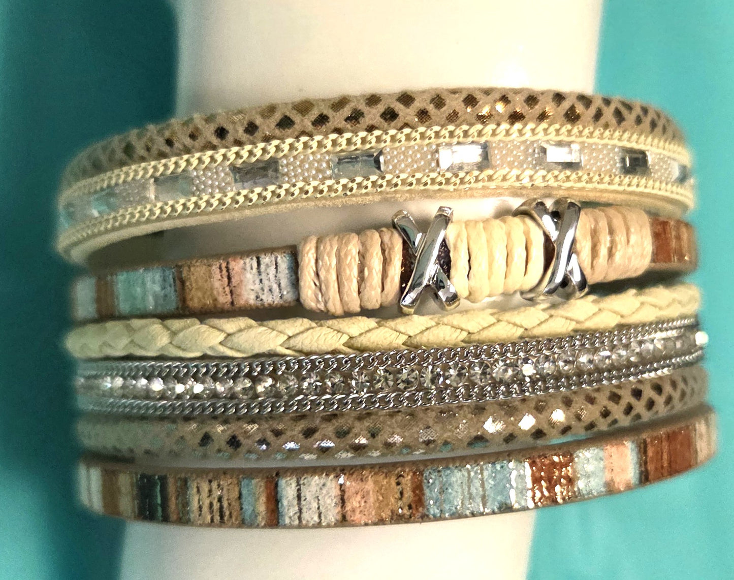 Multi Strand Boho Bracelet Beige