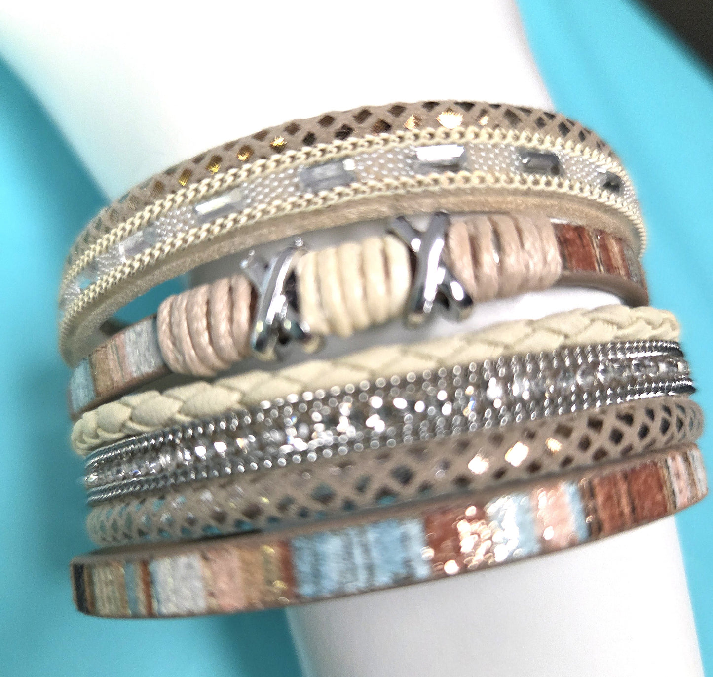 Multi Strand Boho Bracelet Beige