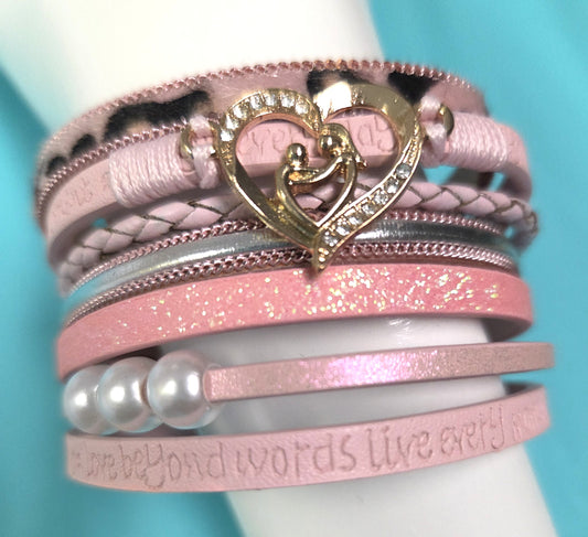 Pink Multi Strand Boho Bracelet