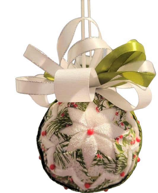 Ornament. Fabric Quilted Ornament. Christmas Ornament. Holiday Ornament. Slate Blue Fabric