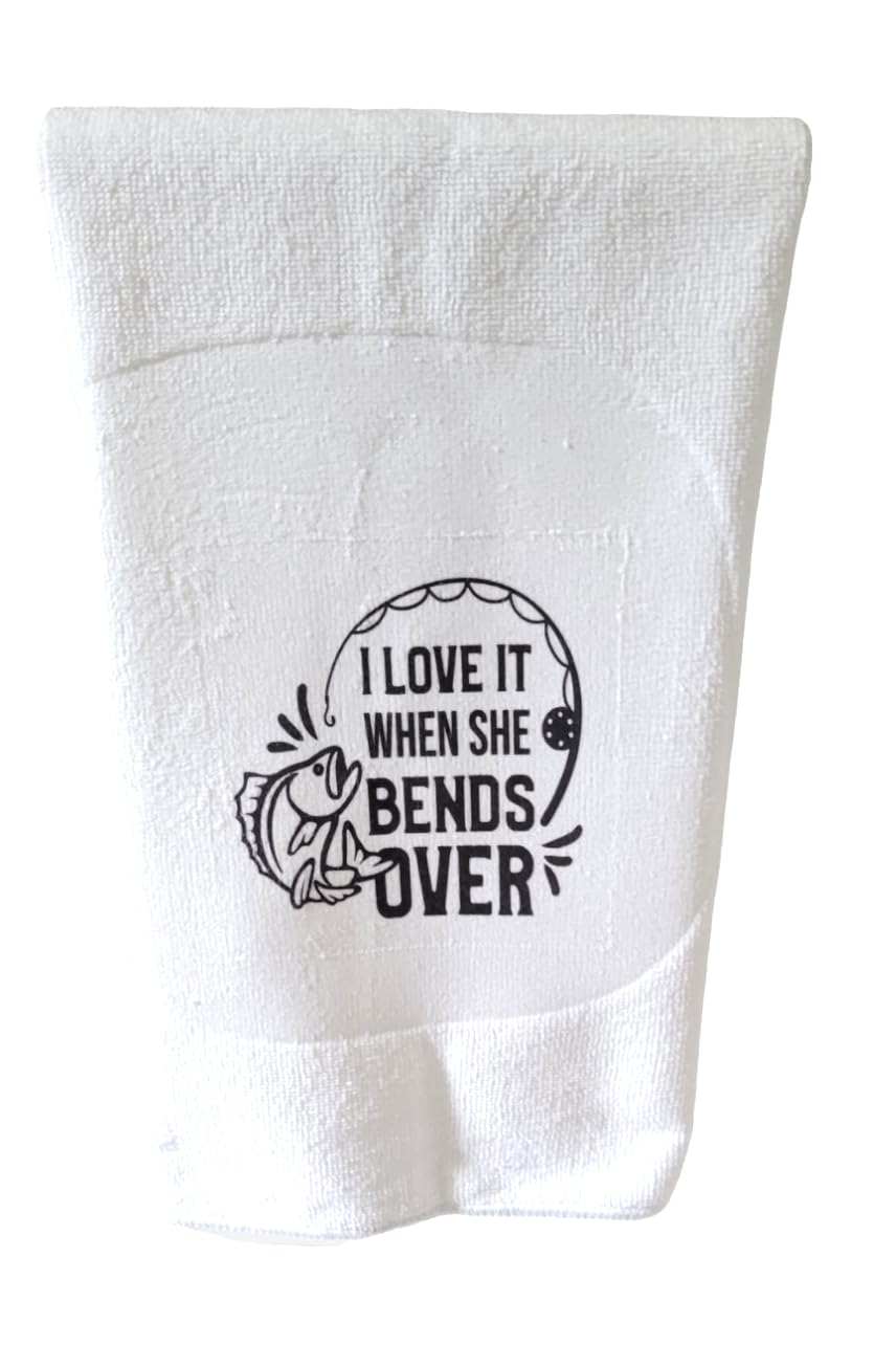 Fishing Hand Towel. Hand Towel. I Love It When She Bends Over. Fishing Gift. Gag Gift. Towel. Fish Towel.
