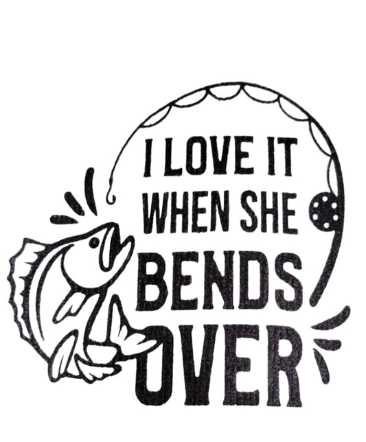 Fishing Hand Towel. Hand Towel. I Love It When She Bends Over. Fishing Gift. Gag Gift. Towel. Fish Towel.