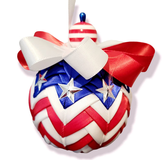 American Flag Ornament. Ornament. Fabric Quilted Ornament. Christmas Ornament. Holiday Ornament. American Flag