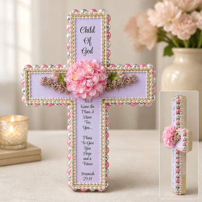 Floral Wooden Cross Keepsake | Child of God Baptism Home Decor | Christening | Confirmation | Religious Gift | Wall Decor