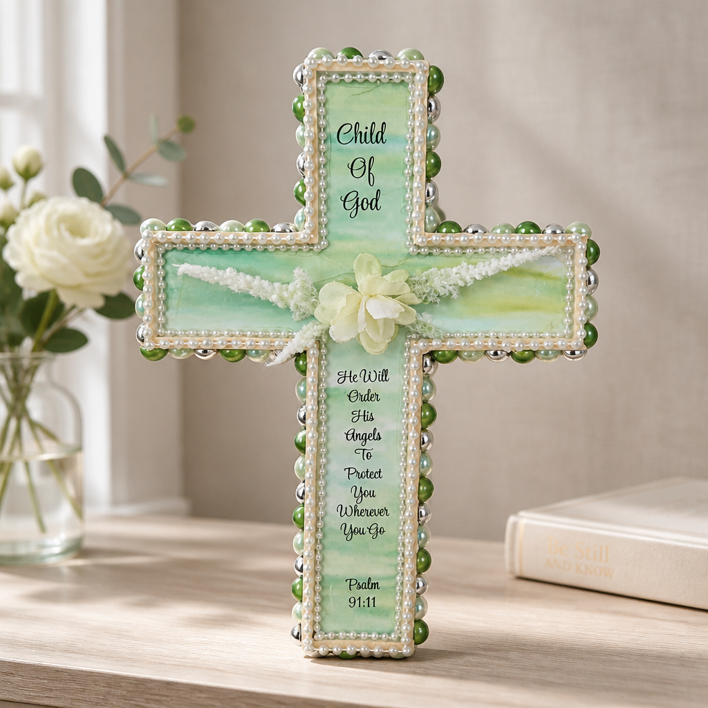 Floral Wooden Cross Keepsake | Child of God Baptism Home Decor | Christening | Confirmation | Religious Gift | Wall Decor