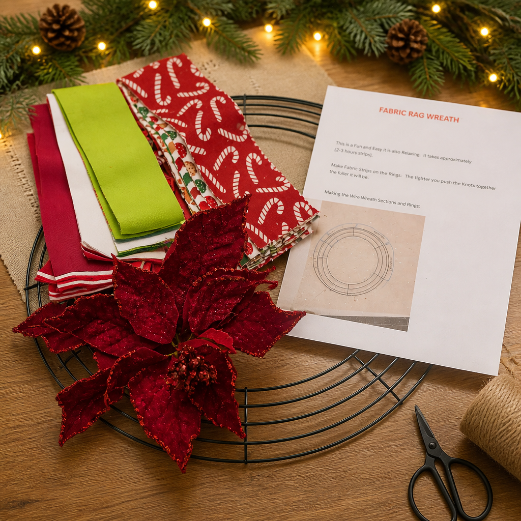 Fabric Wreath Kit | DIY Home Decor Craft Kit (14" Frame) | Adult Crafts | Home Decor