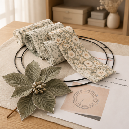 Fabric Wreath Kit | DIY Home Decor Craft Kit (14" Frame) | Adult Crafts | Home Decor