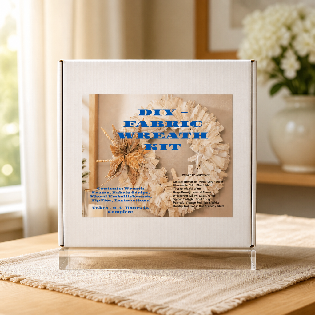 Fabric Wreath Kit | DIY Home Decor Craft Kit (14" Frame) | Adult Crafts | Home Decor