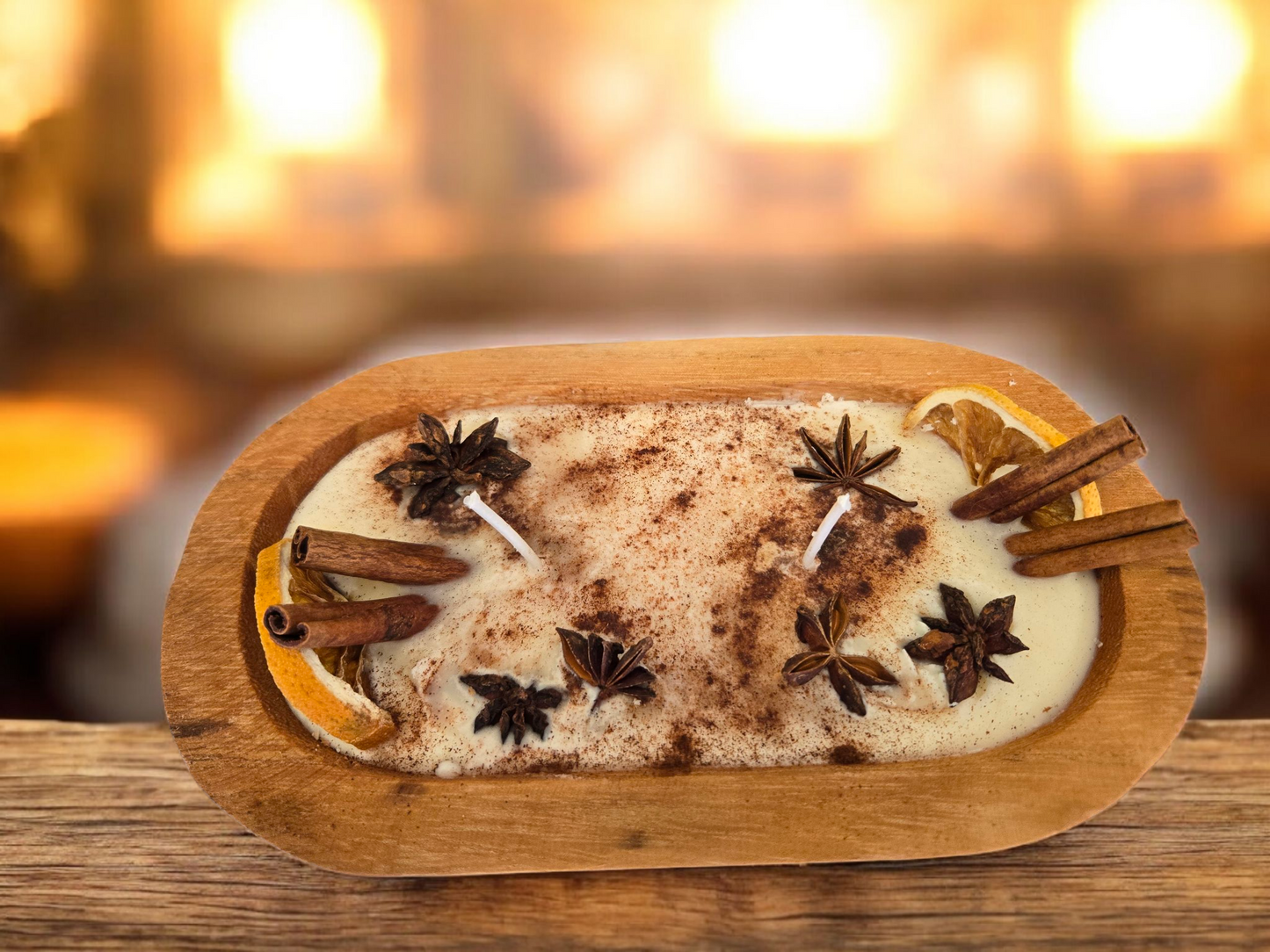 Candle Dough Bowl Candle Citrus Spice Rustic 2 Wick Candle