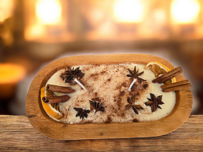 Candle Dough Bowl Candle Citrus Spice Rustic 2 Wick Candle