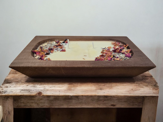 Lavender Rose Dough Bowl Candle Lavendar Rose 2 Wick Rustic Candle