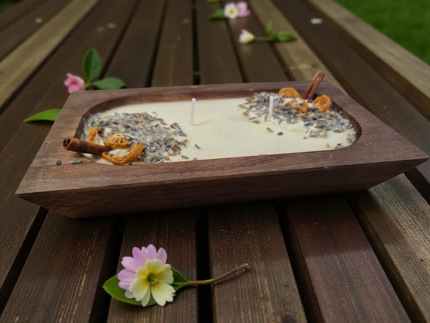 Citrus Lavender Dough Bowl Candle 2 Wick Rustic Candle