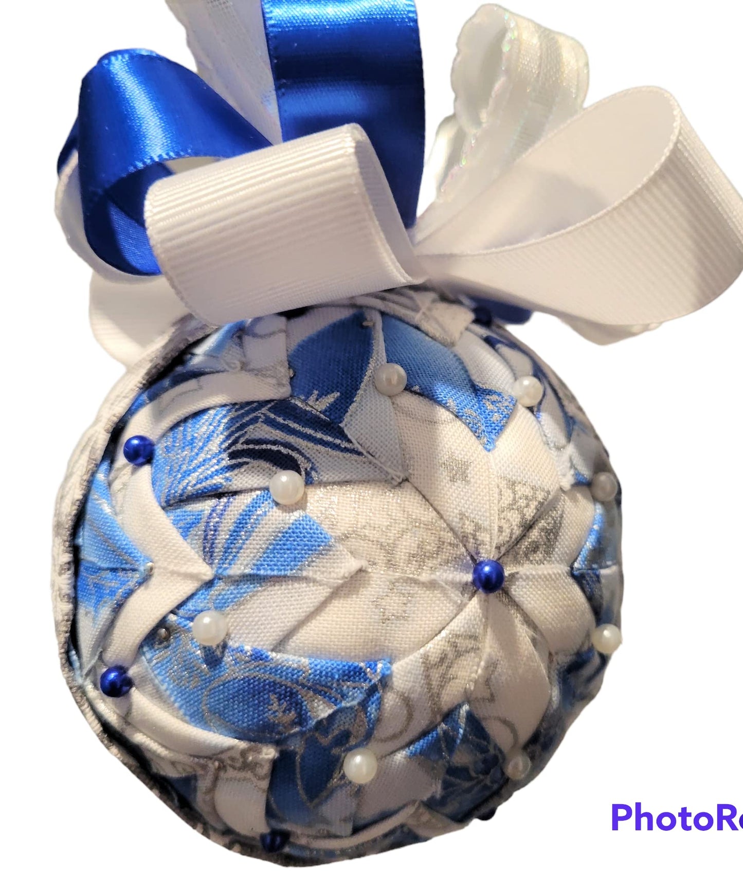 Ornament. Fabric Quilted Ornament. Christmas Ornament. Holiday Ornament. Blue Tones