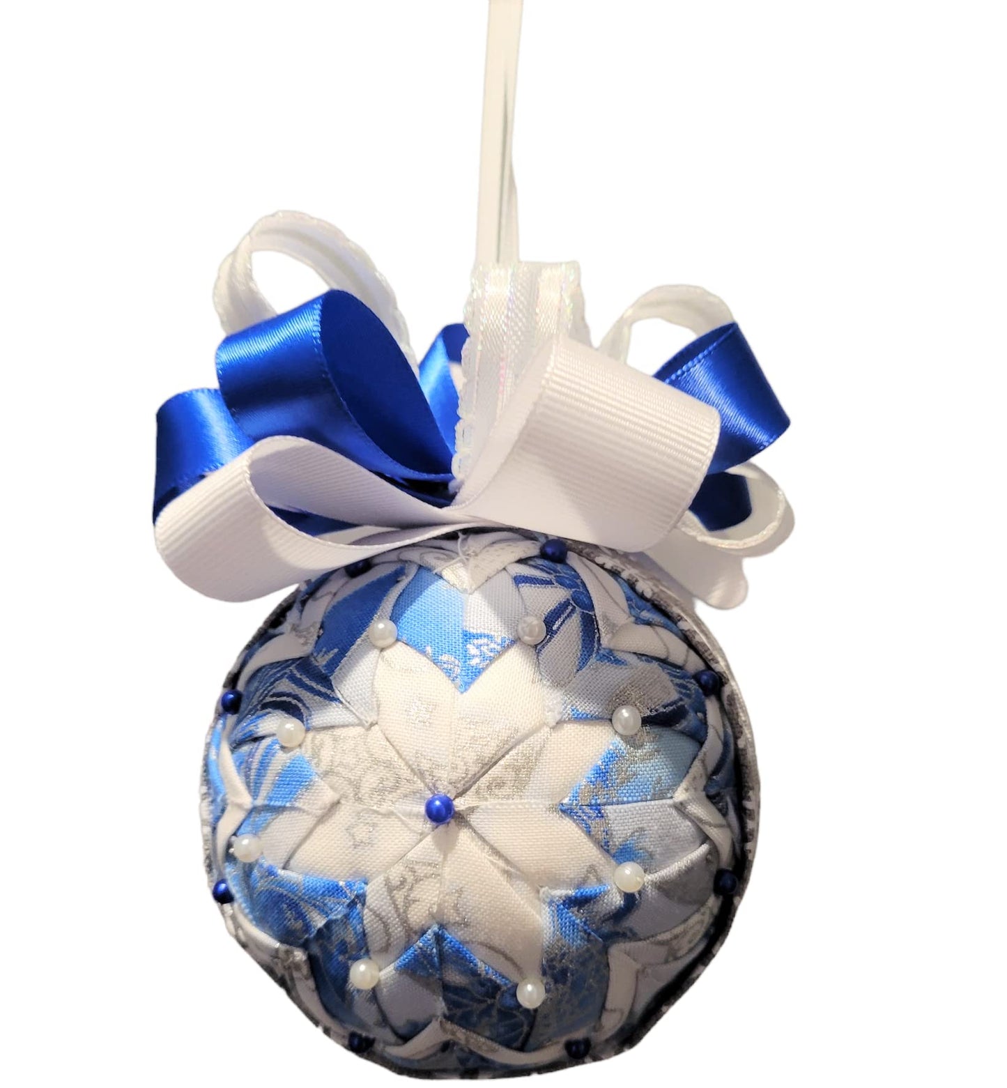 Ornament. Fabric Quilted Ornament. Christmas Ornament. Holiday Ornament. Blue Tones