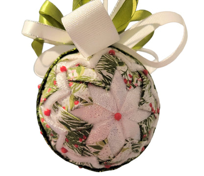 Ornament. Fabric Quilted Ornament. Christmas Ornament. Holiday Ornament. Slate Blue Fabric