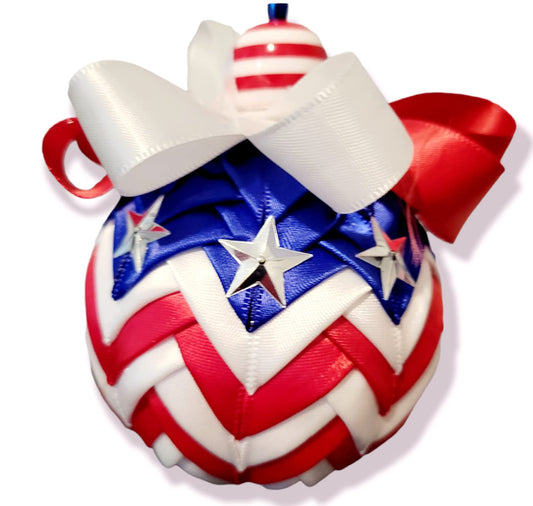 American Flag Ornament. Ornament. Fabric Quilted Ornament. Christmas Ornament. Holiday Ornament. American Flag