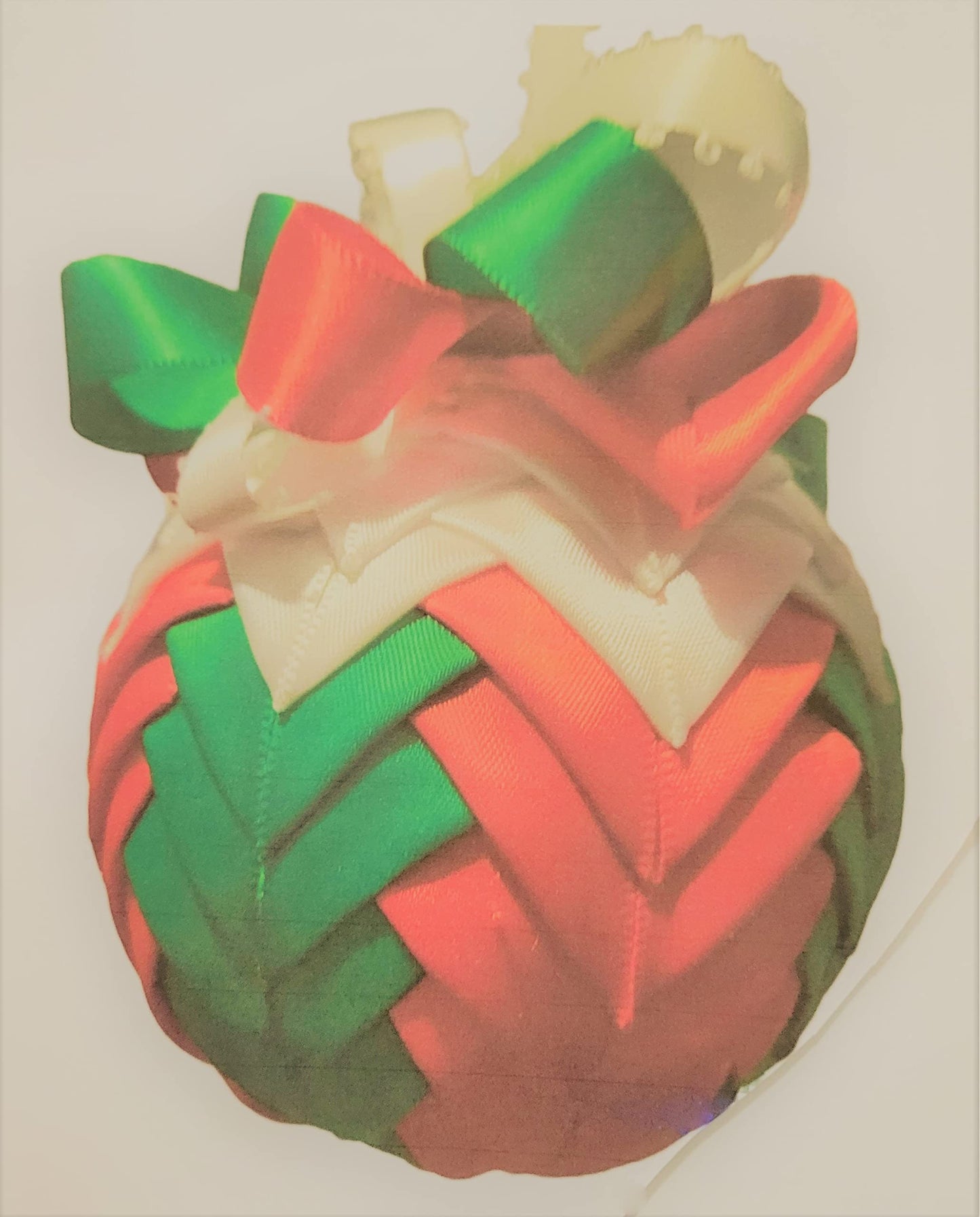 Ornament. Fabric Quilted Ornament. Christmas Ornament. Holiday Ornament. Red Green White Cascade