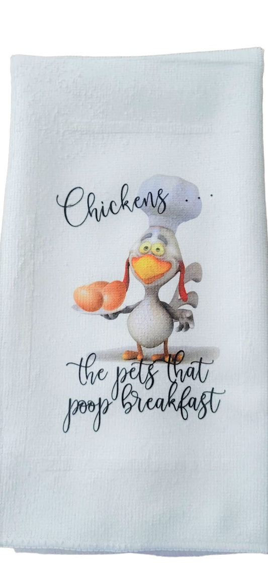 Kitchen Hand Towel. Hand Towel. Chickens. The Pets that Poop Breakfast. Chicken Lovers.