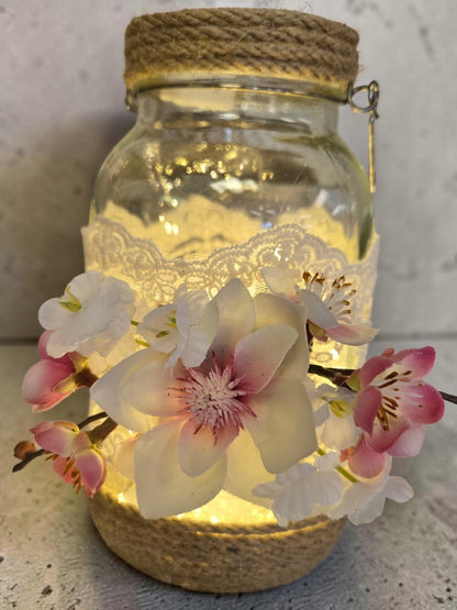 Rustic Lighted Mason Jar | Floral | Centerpiece | String Lights | Home Decor | Events