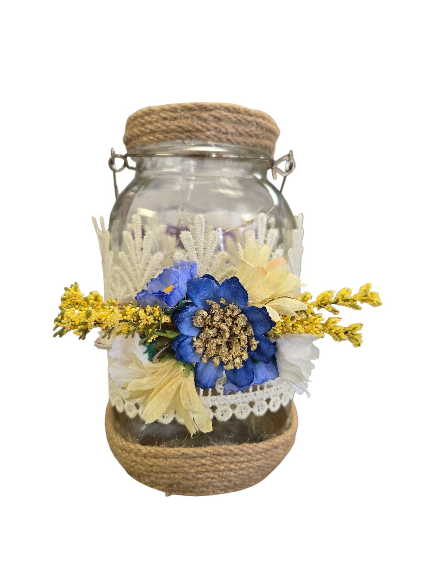 Rustic Lighted Mason Jar | Floral | Centerpiece | String Lights | Home Decor | Events