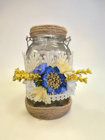 Rustic Lighted Mason Jar | Floral | Centerpiece | String Lights | Home Decor | Events