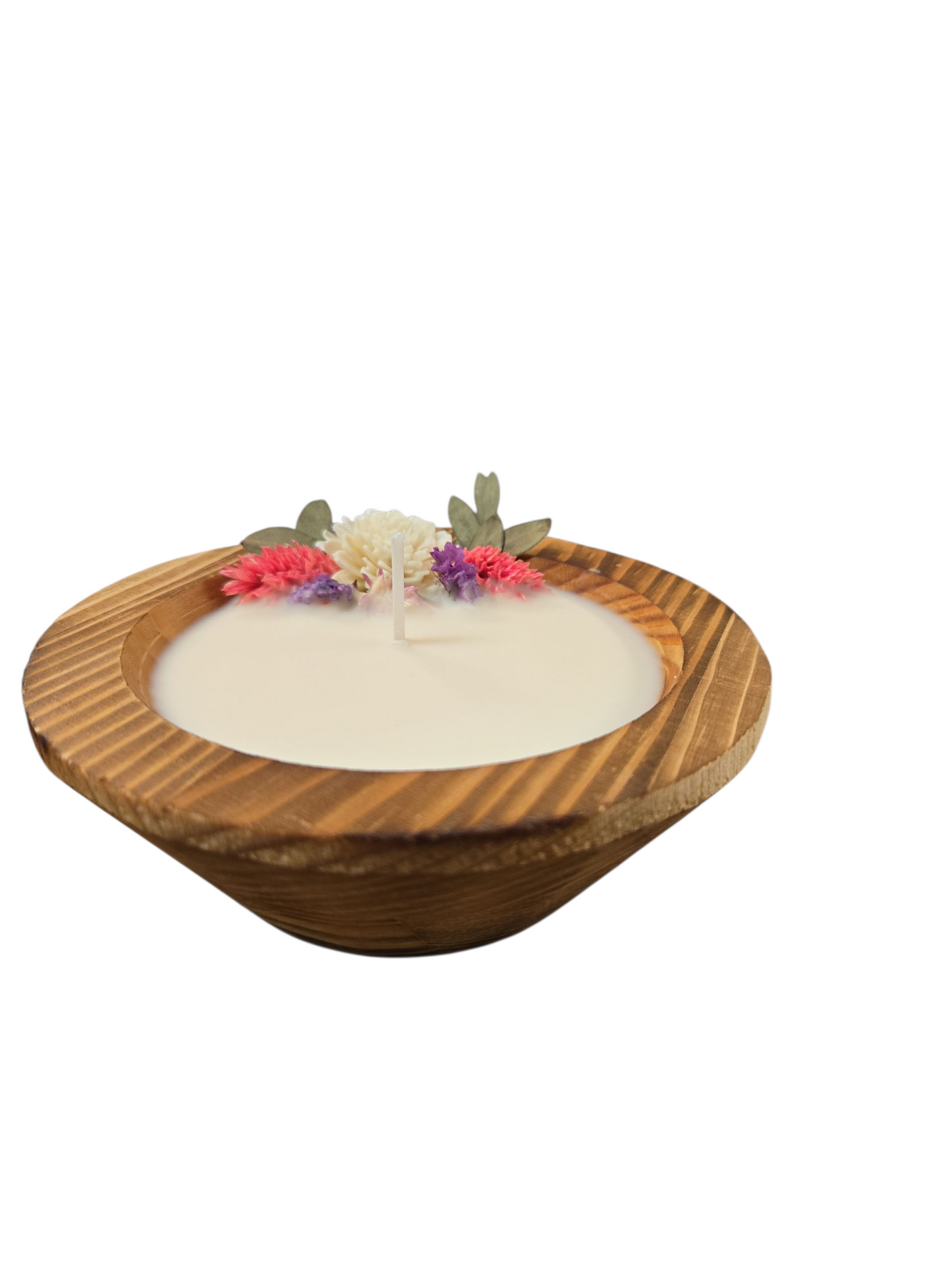 Seaside Getaway Dough Bowl Candle 1 Wick Round with Dried Flowers