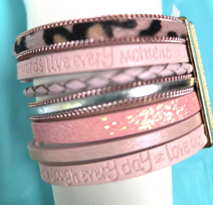 Pink Multi Strand Boho Bracelet