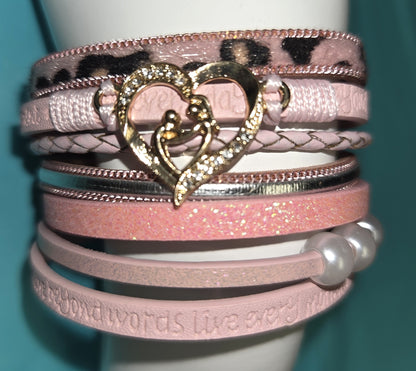 Pink Multi Strand Boho Bracelet
