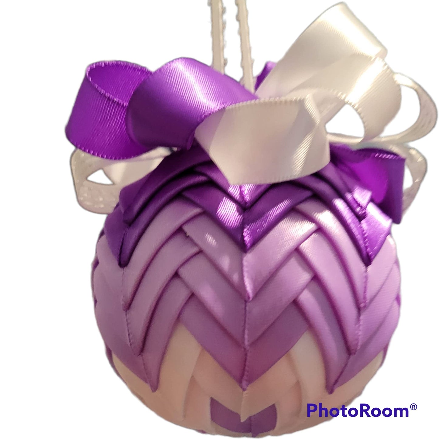 Ornament. Fabric Quilted Ornament. Christmas Ornament. Holiday Ornament. Purple Cascade