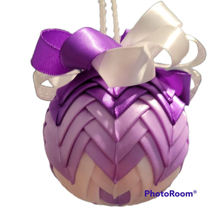 Ornament. Fabric Quilted Ornament. Christmas Ornament. Holiday Ornament. Purple Cascade