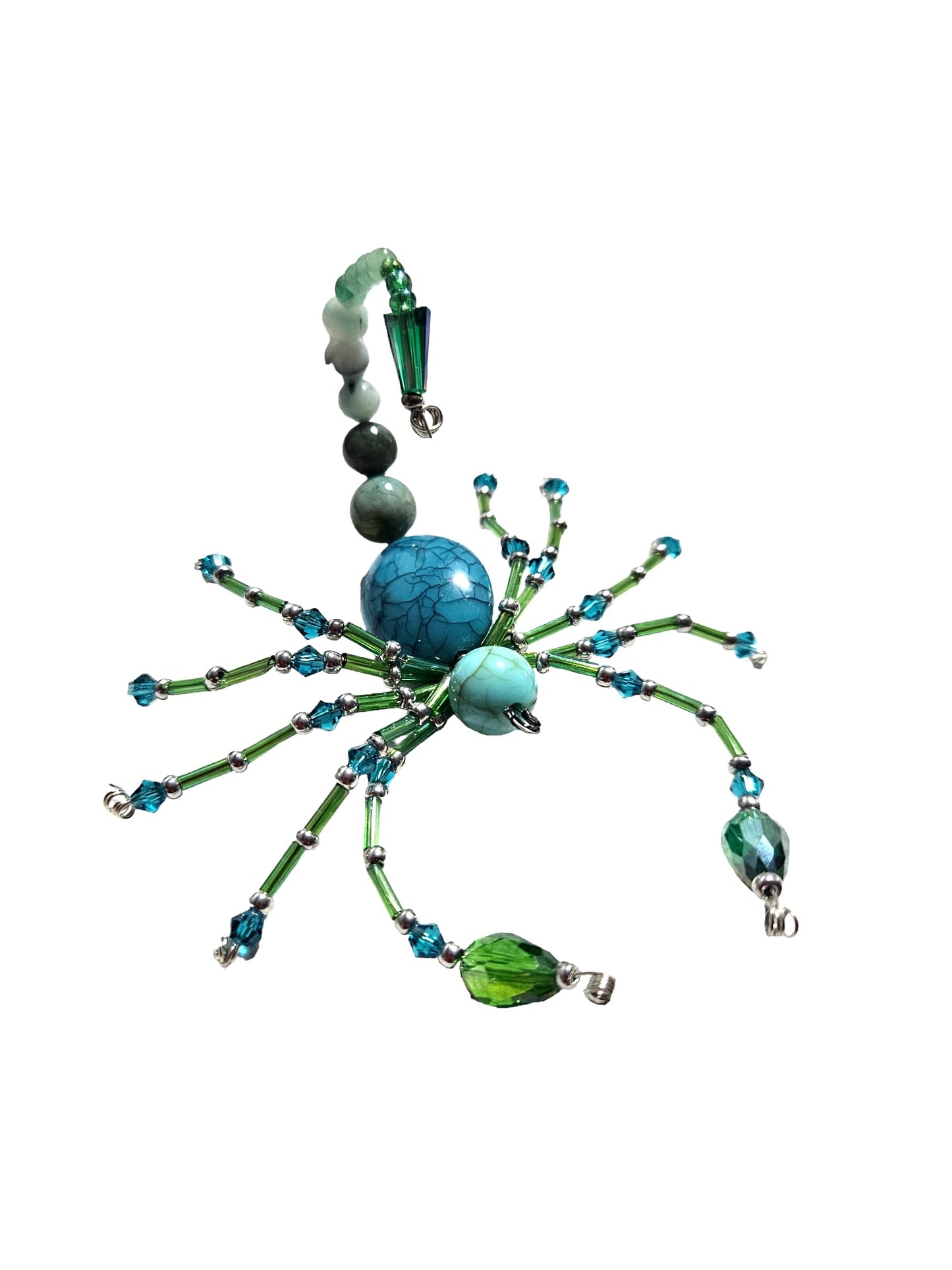 Beaded Scorpion. Scorpion. Scorpion Ornament. Scorpion Decor. Turquioise Silver Beads Arachnid