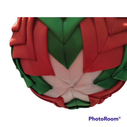 Ornament. Fabric Quilted Ornament. Christmas Ornament. Holiday Ornament. Red Green White Cascade