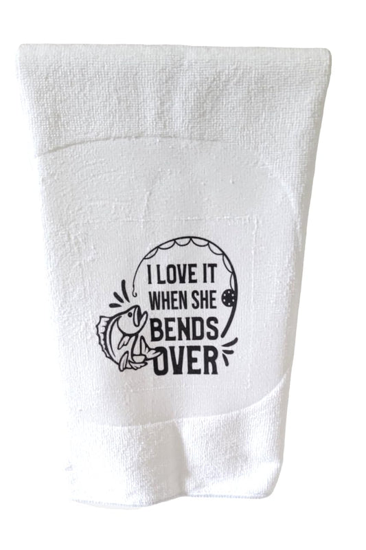 Fishing Hand Towel. Hand Towel. I Love It When She Bends Over. Fishing Gift. Gag Gift. Towel. Fish Towel.