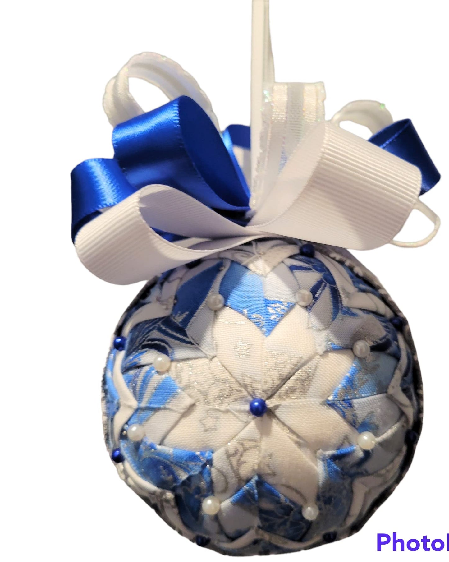 Ornament. Fabric Quilted Ornament. Christmas Ornament. Holiday Ornament. Blue Tones
