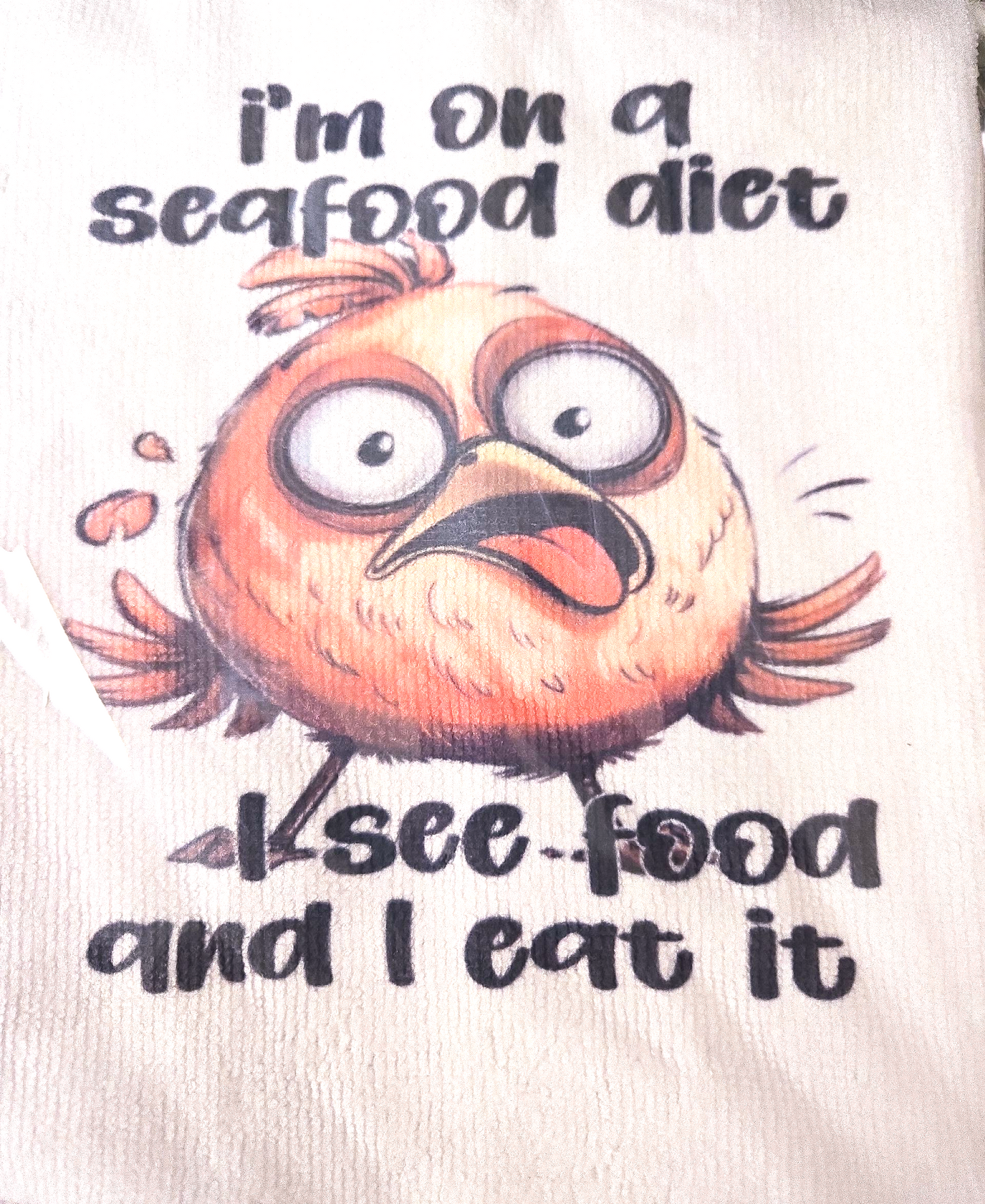 I'm On A Seafood Diet I See Food And I Eat It  Kitchen Hand Towel. Hand Towel. Gift. Gag Gift